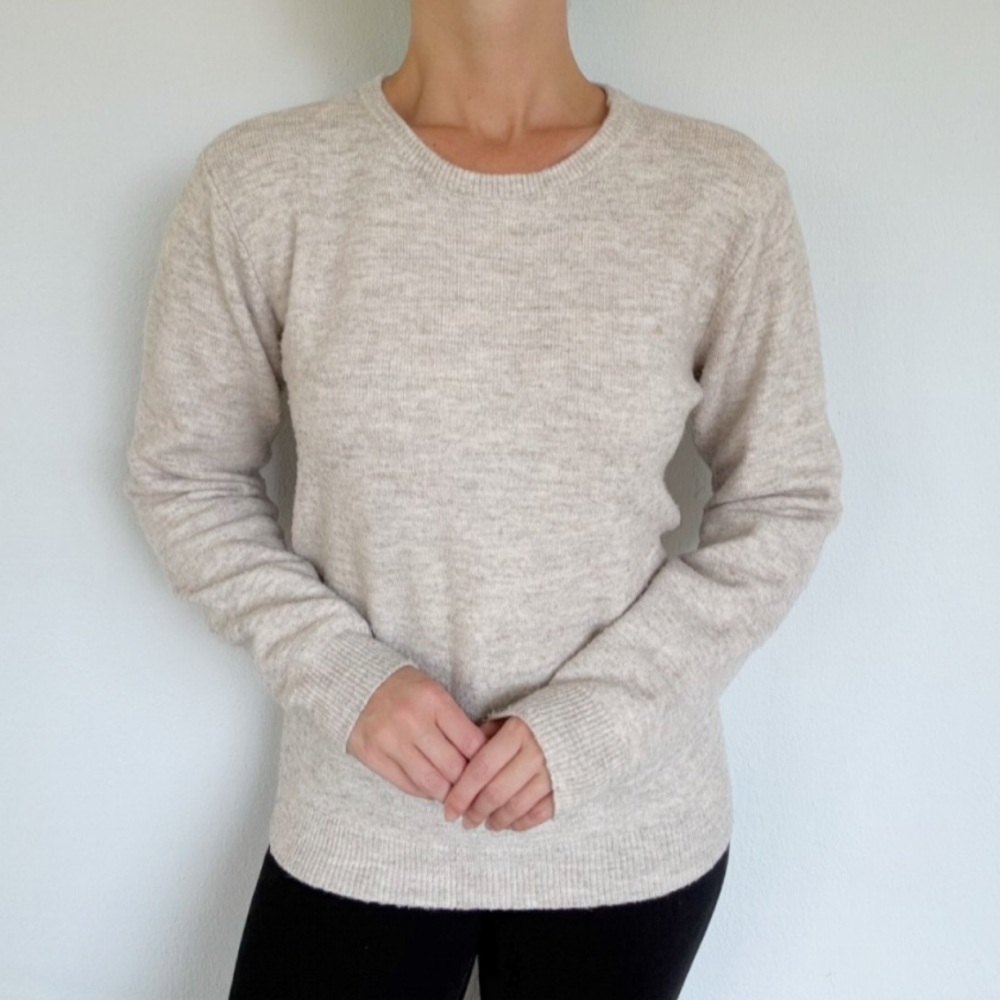 KORI America beige crewneck spandex stretch long sleeve sweater size small